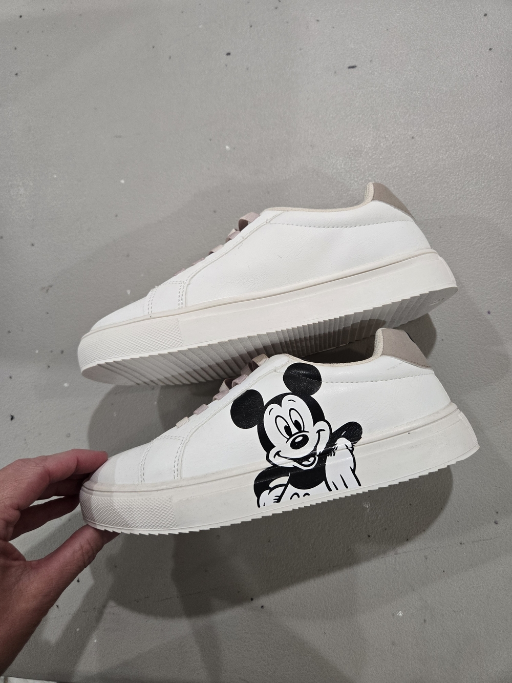 NWOT Disney White Sneakers with Black Mickey Graphic